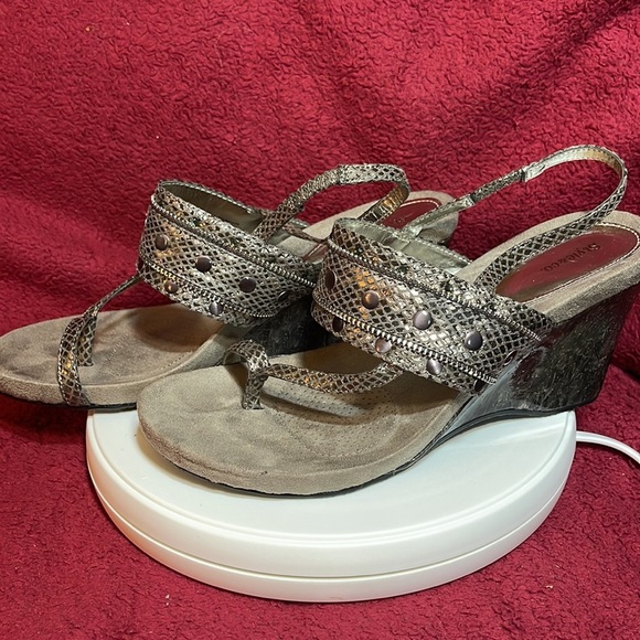 Style & Co Alouise Toe Ring Sandal Pewter  3” Heel - Picture 4 of 7